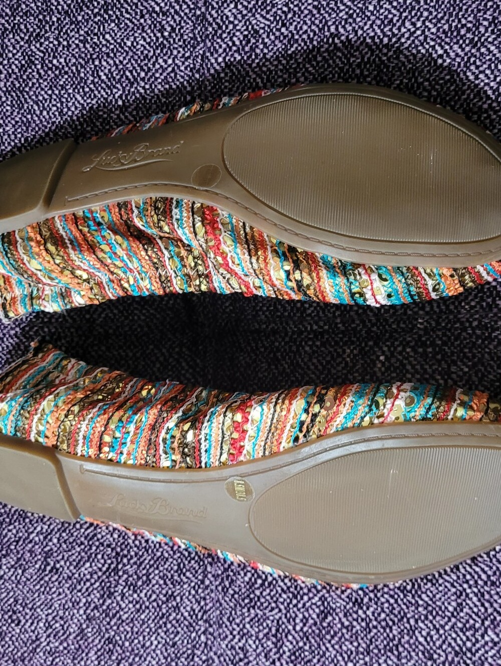 Lucky Brand Multicolor Woven Stripe Ballet Flats - Turquoise, Coral, Yellow - Picture 5 of 7